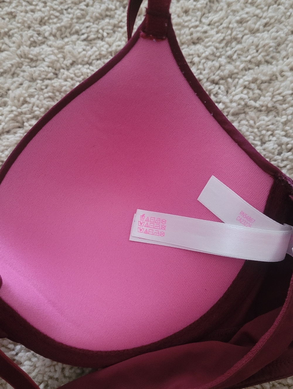 Victorias Secret PINK Wear Everywear Push Up  Bras Camo Cranberry 36B Racerback - Picture 6 of 15
